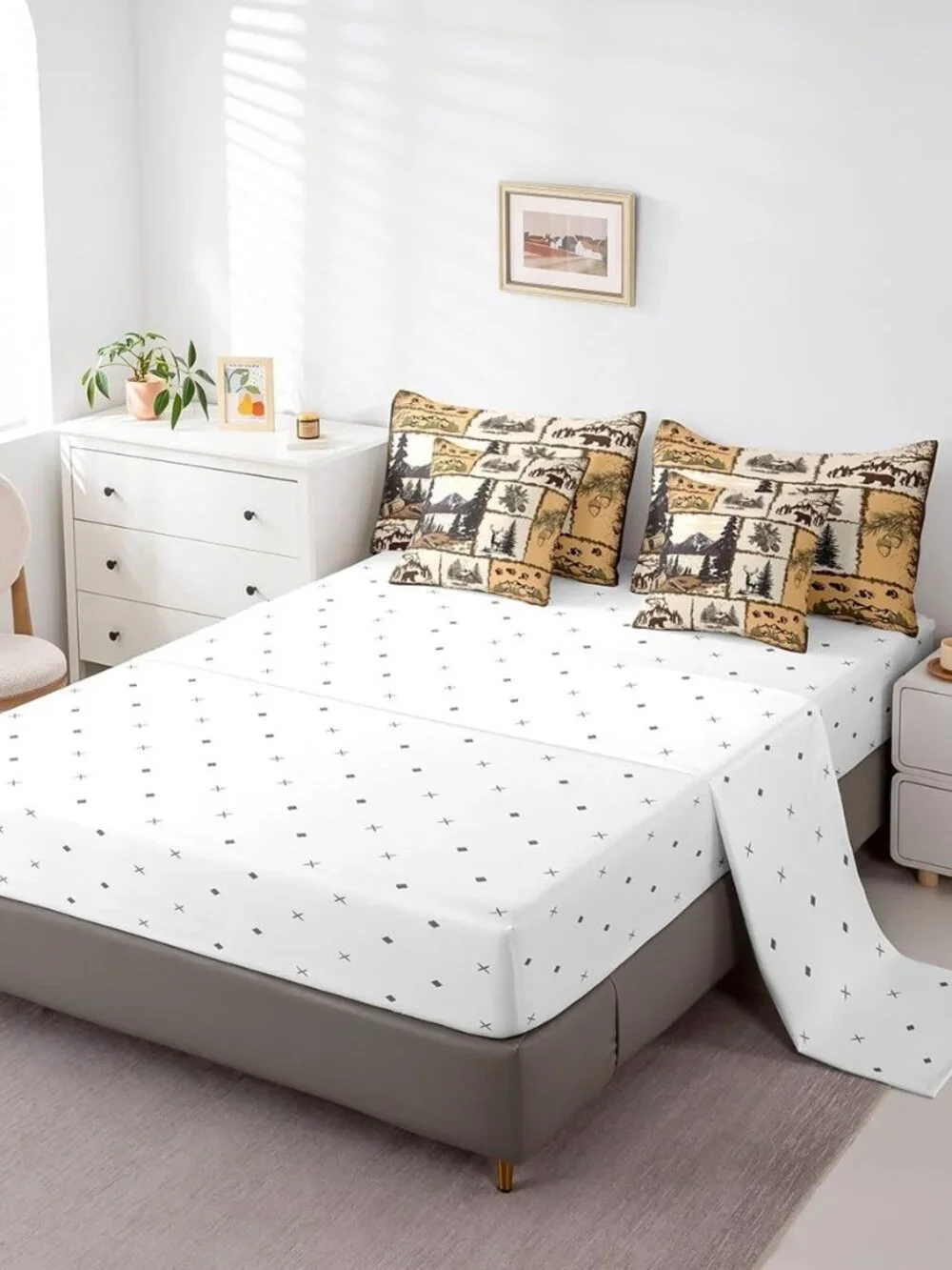 Rustic Cabin Country 7 Pieces Bedding Set, for Kids Boys Girls Deer Bed in a Bag